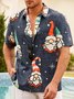 Mens Casual Style Holiday Series Retro Christmas Lapel Short Sleeve Shirt Print Top