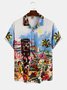 Men's Beach Elements Printed Casual Fabric Fashion Hawaiian Collar Short Sleeve Shirts