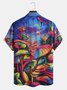 Mushroom Print Chest Pocket Short Sleeve Shirt Resort Style Hippie Collection Lapel Top