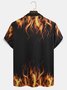 Casual Culture Collection Retro Western Culture Gradient Flame Element Pattern Lapel Short Sleeve Polo Print Top