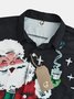 Men's Santa Print Casual Breathable Short Sleeve Shirt