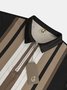 Casual Art Collection Geometric Striped Color Block Pattern Lapel Short Sleeve Polo Print Top