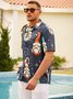 Mens Casual Style Holiday Series Retro Christmas Lapel Short Sleeve Shirt Print Top