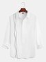 Cotton and linen American casual style embroidery line flax long sleeve Shirt