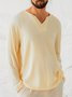 Men's Cotton Comfortable Casual Solid Color Pullover Long Sleeve