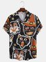 Mens Cats Print Front Buttons Soft Breathable Loose Casual Hawaiian Shirts