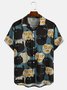 Men's Pumpkin Cat Print Wrinkle Resistant Moisture Wicking Fabric Lapel Short Sleeve Hawaiian Shirt