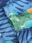 Holiday Style Hawaiian Series Botanical Flower Leaf Cocktail Element Lapel Short-Sleeved Shirt Print Top