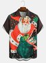Christmas Santa Claus Chest Pocket Short Sleeve Shirt