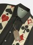 Mens Poker Print Front Buttons Soft Breathable Chest Pocket Casual Bowling Shirts