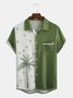 Coconut Tree Pattern Men's Casual Chest Pocket Hawaiian Short Sleeve Shirt