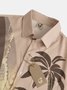 Resort Style Hawaiian Series Marble Geometric Segmentation Coconut Tree Element Pattern Lapel Short-Sleeved Chest Pocket Shirt Print Top