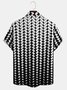 Mens 3D Geo Print Lapel Loose Chest Pocket Short Sleeve Funky Hawaiian Shirts