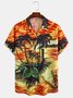 Men's Coconut Tree Print Casual Moisture Absorbent Breathable Fabric Hawaiian Short Sleeve Shirt