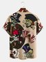 Men's Skull Poker Print Casual Breathable Short Sleeve Shirt