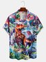 Mens Funky Dinosaurs Print Novelty Short Sleeve Shirt Casual Aloha Shirt