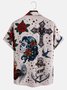 Men's Vintage Tattoo Printed Casual Breathable Hawaiian Short Sleeve Shirt