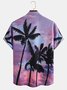 Men's Art Oil Painting Coconut Tree Print Casual Breathable Hawaiian Short Sleeve Shirt