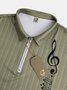 Casual Music Collection Geometric Striped Note Element Pattern Lapel Short Sleeve Polo Print Top