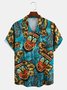 Men's Tiki Floral Print Casual Fabric Fashion Hawaiian Collar Short Sleeve Shirts