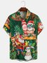 Santa Claus Surfing Chest Pocket Short Sleeve Hawaiian Shirt