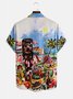 Men's Beach Elements Printed Casual Fabric Fashion Hawaiian Collar Short Sleeve Shirts