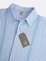 Cotton Linen Embroidered Pattern Short Sleeve Shirt