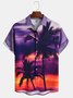 Mens Vacation Coconut Tree Print Front Buttons Soft Breathable Chest Pocket Casual Hawaiian Shirt