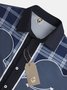 Men's Vintage Denim Print Front Button Soft Breathable Fake Pocket Casual Western Shirt