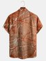 Marble Print Chest Pocket Short Sleeve Hawaiian Shirt