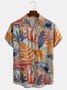 Casual Style Culture Series Japanese Culture Flower Leaf Element Pattern Lapel Short-Sleeved Printed Shirt Top