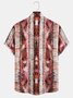 Vintage Striped Graphic Men's Casual Hawaiian Short Sleeve Shirt