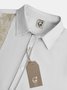 Geometric stripe pattern short-sleeved shirt casual style lapel top.