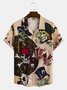 Men's Skull Poker Print Casual Breathable Short Sleeve Shirt