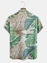 Casual Style Culture Series Japanese Culture  Leaf Element Pattern Lapel Short-Sleeved Printed Shirt Top