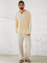 Men's Cotton Comfortable Casual Solid Color Pullover Long Sleeve