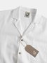 Mens Cotton Linen Solid Short Sleeve Shirt