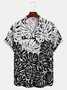 Men's Botanical Floral Print Casual Fabric Fashion Hawaiian Collar Short Sleeve Shirt