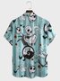 Mens Halloween Print Front Buttons Soft Breathable Chest Pocket Casual Hawaiian Shirts