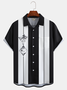 Men's Floral Stripe Print Moisture Wicking Fabric Fashion Pocket Hawaiian Lapel Short Sleeve Shirt