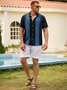Mens Front Buttons Bowling Short Sleeve Shirt Chest Pocket Casual Top