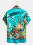 Mens Marine Life Print Casual Breathable Short Sleeve Aloha Shirt