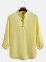 Cotton and linen based net color style comfortable flax long sleeve shirts