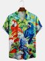 Men's Parrot Print Casual Breathable Hawaiian Short Sleeve Shirt