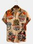 Resort Style Hawaii Series Marine Elements Wave Anchor Element Pattern Lapel Short-Sleeved Shirt Print Top