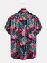 Men's Flamingo Print Hawaiian Collar Short Sleeve Trendy Aloha Shirt