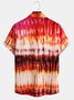 Mens Tie Dye Print Front Buttons Soft Breathable Chest Pocket Casual Hawaiian Shirts