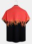 Men's Flame Print Fashion Lapel Pocket Short Sleeve Hawaiian Shirt