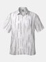 Cotton Linen Geometric Print Casual Short Sleeve Shirt