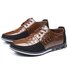 Men Genuine Leather Stitching Slip On Metal Decoration Casual Shoes